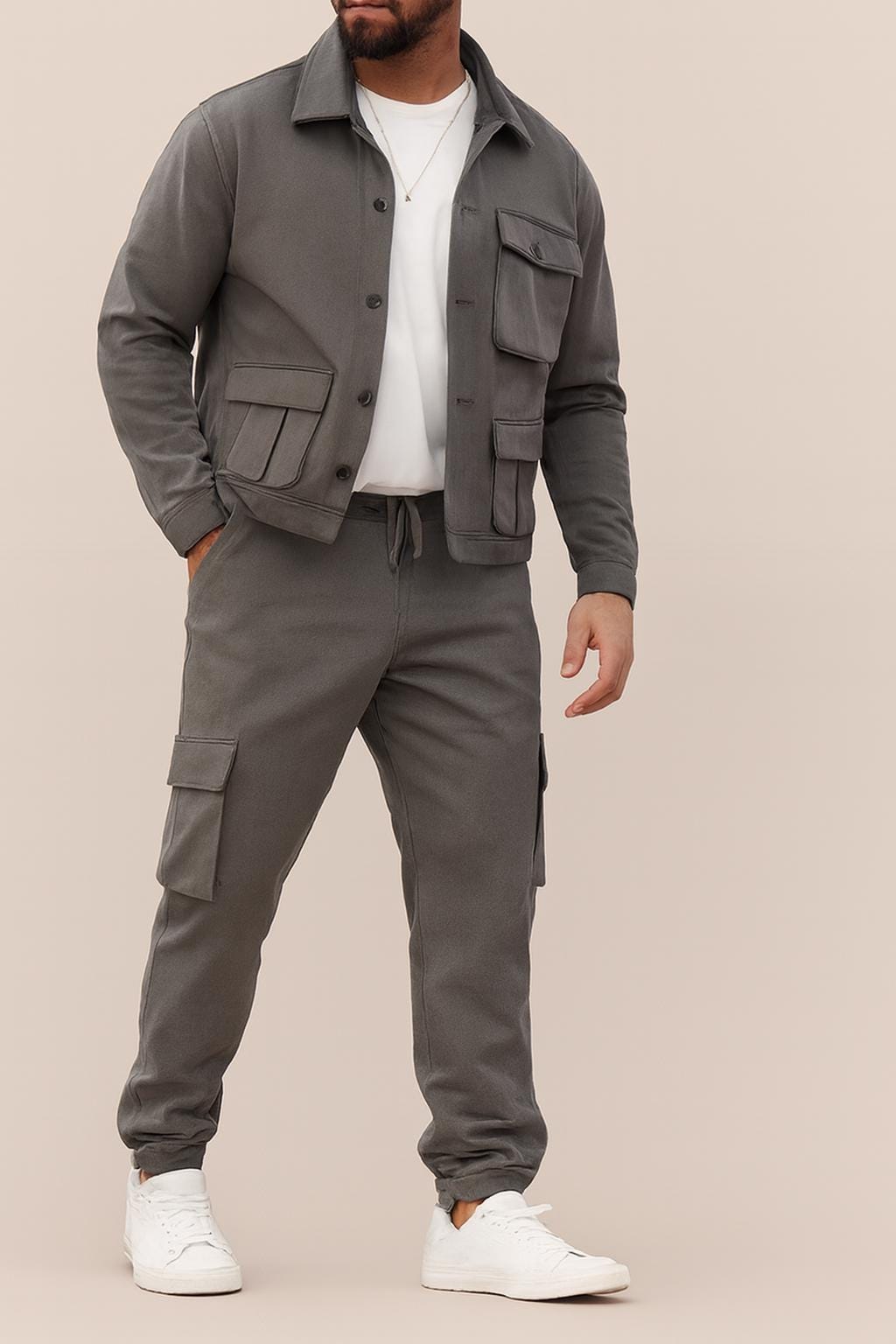 Men’s Casual Two-Piece Suit | Multi-Pocket Jacket & Pants | Streetwear Co-Ord Set