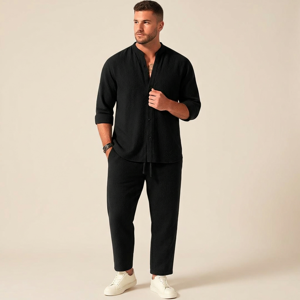Men's Linen Two Piece Outfit Set - Loungewear Outfit